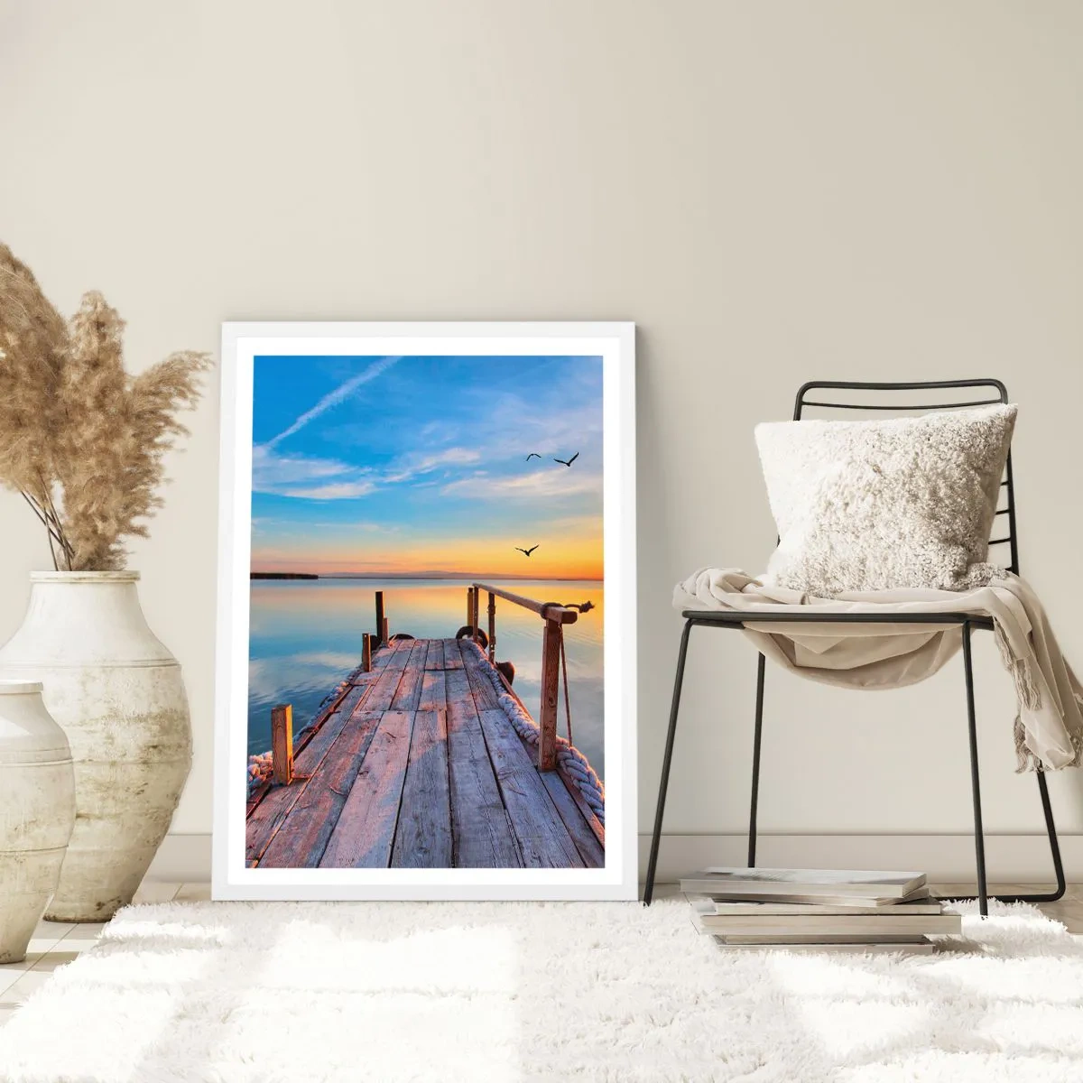 Poster in einem weißen Rahmen - Lauf direkt der Sonne entgegen - 70x100 cm