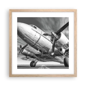 Poster in einem Rahmen aus heller Eiche - Immer flugbereit - 40x40 cm