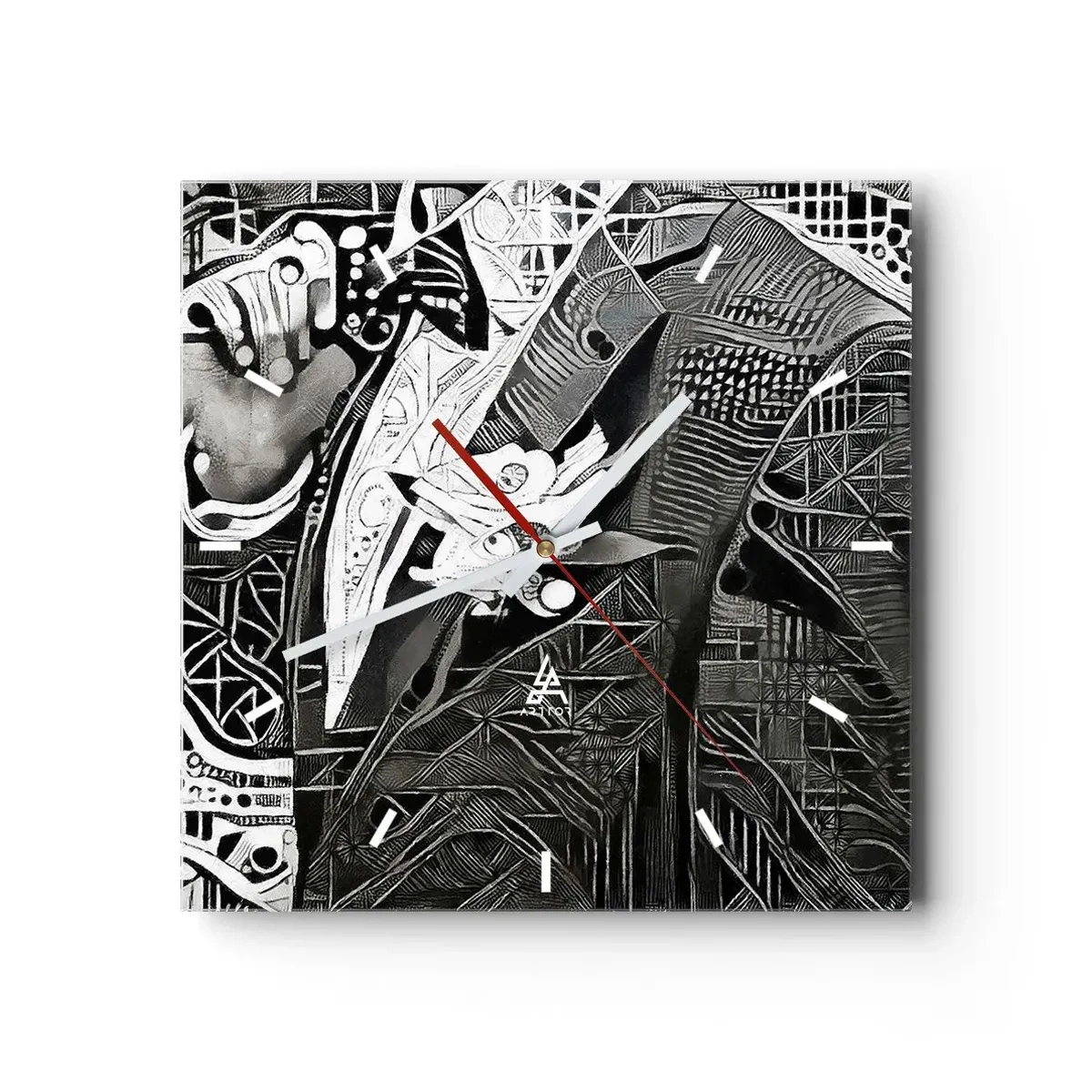 Wanduhr - Glasuhr - Elegante Abstraktion eines Mannes im Anzug in Schwarz und Weiß - 30x30cm - Nur ein scheinbar grauer Mann - Moderne Wanddekoration für Wohnzimmer und Schlafzimmer ARTTOR