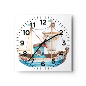 Wanduhr - Glasuhr - Ahoi, Abenteuer! - 40x40 cm