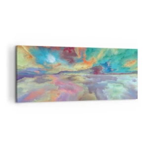 Bild auf Leinwand - Leinwandbild - Bunte Wolkenlandschaft im abstrakten Stil - 120x50cm - Zwei Himmel - Moderne Wanddekoration für Wohnzimmer und Schlafzimmer ARTTOR