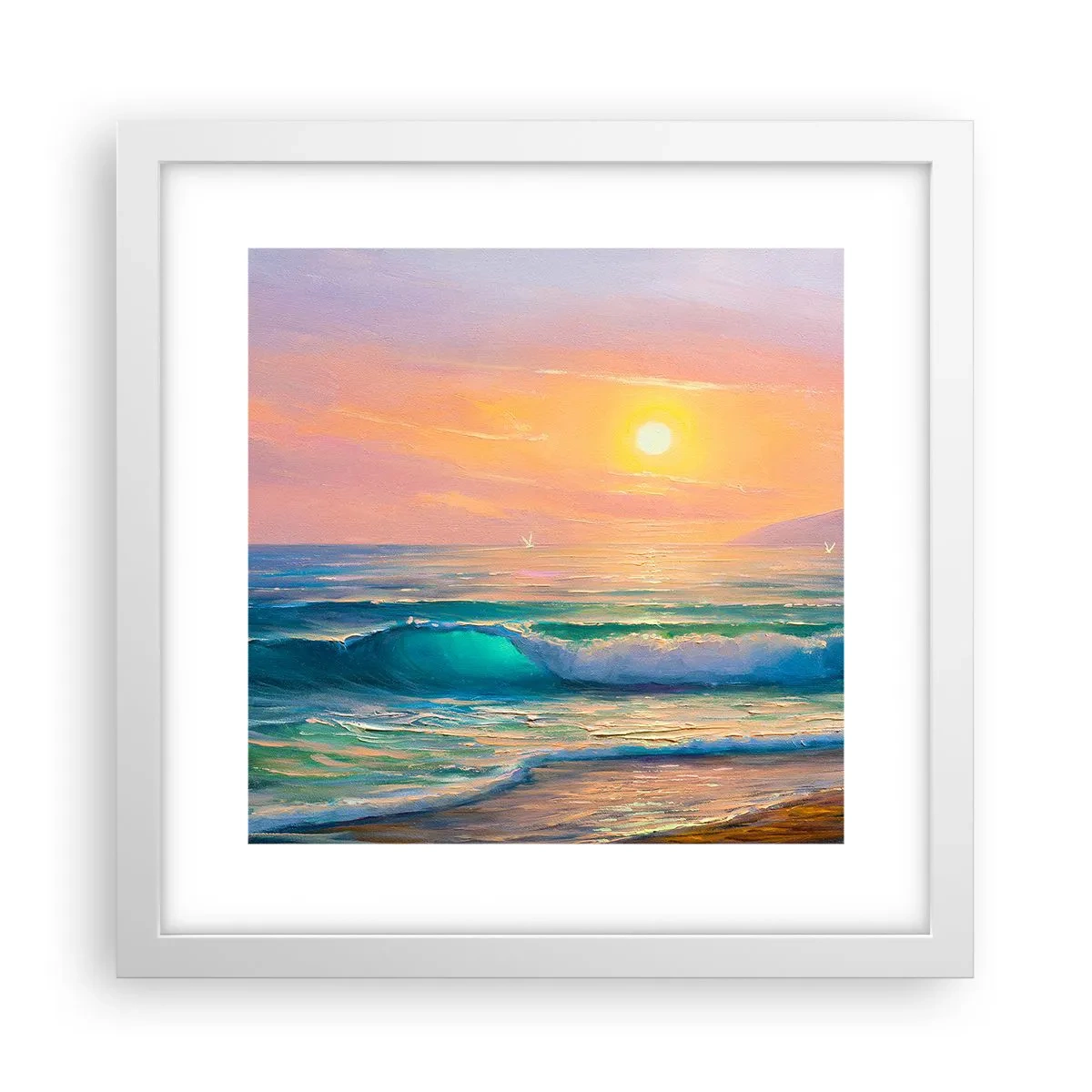 Poster in einem weißen Rahmen - Ein türkisfarbenes Lied der Wellen - 30x30 cm