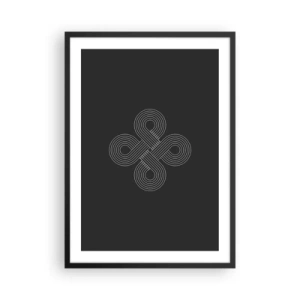 Poster in einem schwarzem Rahmen - Geometrisches Symbol auf schwarzem Hintergrund - 50x70cm - Im keltischen Geist - Moderne Wanddekoration für Wohnzimmer und Schlafzimmer ARTTOR