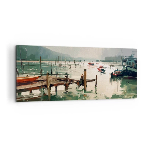 Bild auf Leinwand - Leinwandbild - Durchnässt in einem geschmolzenen Mond - 100x40 cm