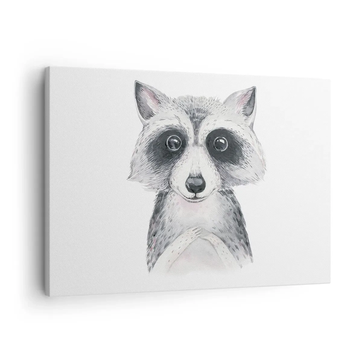 Bild auf Leinwand - Leinwandbild - Adorable Portrait eines Waschbären auf weißem Hintergrund - 70x50cm - Ein Moment zum Bewegen - Moderne Wanddekoration für Wohnzimmer und Schlafzimmer ARTTOR