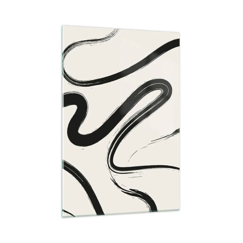 Glasbild - Bild auf glas - Schwarz-weiße geschwungene Linien auf hellem Hintergrund - 70x100cm - Schwarz-Weiß-Laune - Moderne Wanddekoration für Wohnzimmer und Schlafzimmer ARTTOR