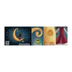 Fototapeten Muster Premium Canvas - Einmal… - Für Kinder, Mädchen, Mond - 100x30 cm