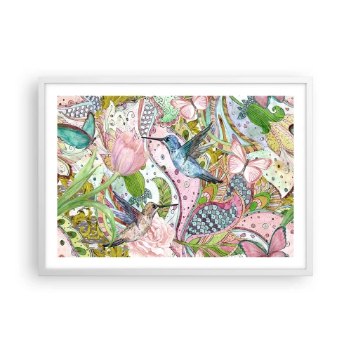 Poster in einem weißen Rahmen - Verstrickt in Weinreben - 70x50 cm