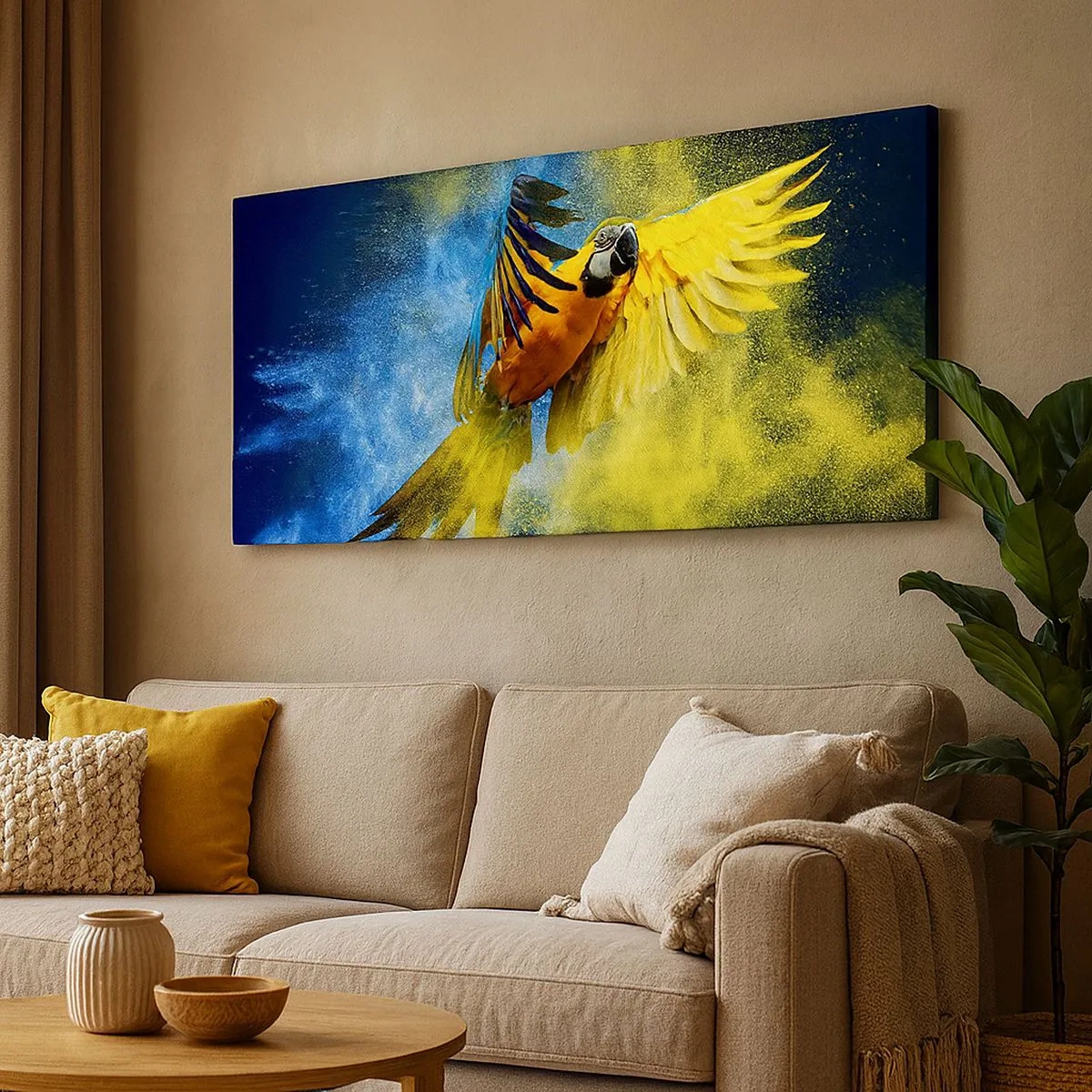 Bild auf Leinwand - Leinwandbild - Im blauen und goldenen Staub - 100x40 cm