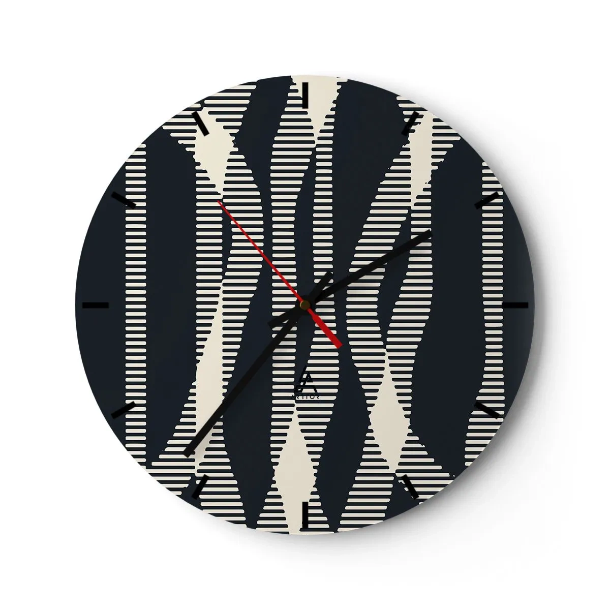 Wanduhr - Glasuhr - Schwarz-beiges Streifenmuster mit optischem Effekt - 30x30cm - Ein Versuch, die Dunkelheit zu durchbrechen - Moderne Wanddekoration für Wohnzimmer, Küche und Schlafzimmer ARTTOR