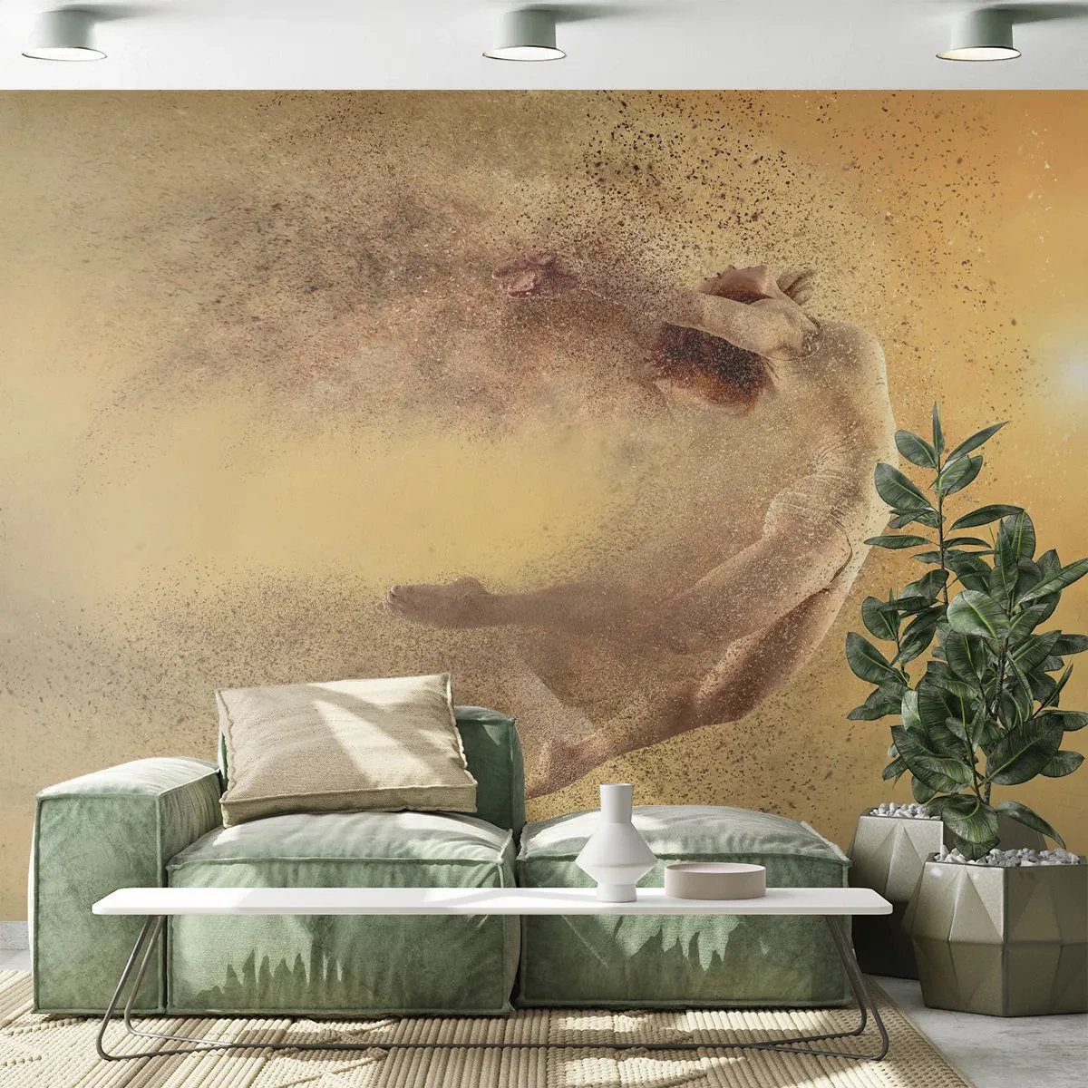 Fototapete Premium Canvas - Eine Figur in dynamischer Bewegung mit zerfallendem Effekt - 100x70cm - In tanzender Ekstase - Moderne Wanddekoration für Wohnzimmer und Schlafzimmer ARTTOR