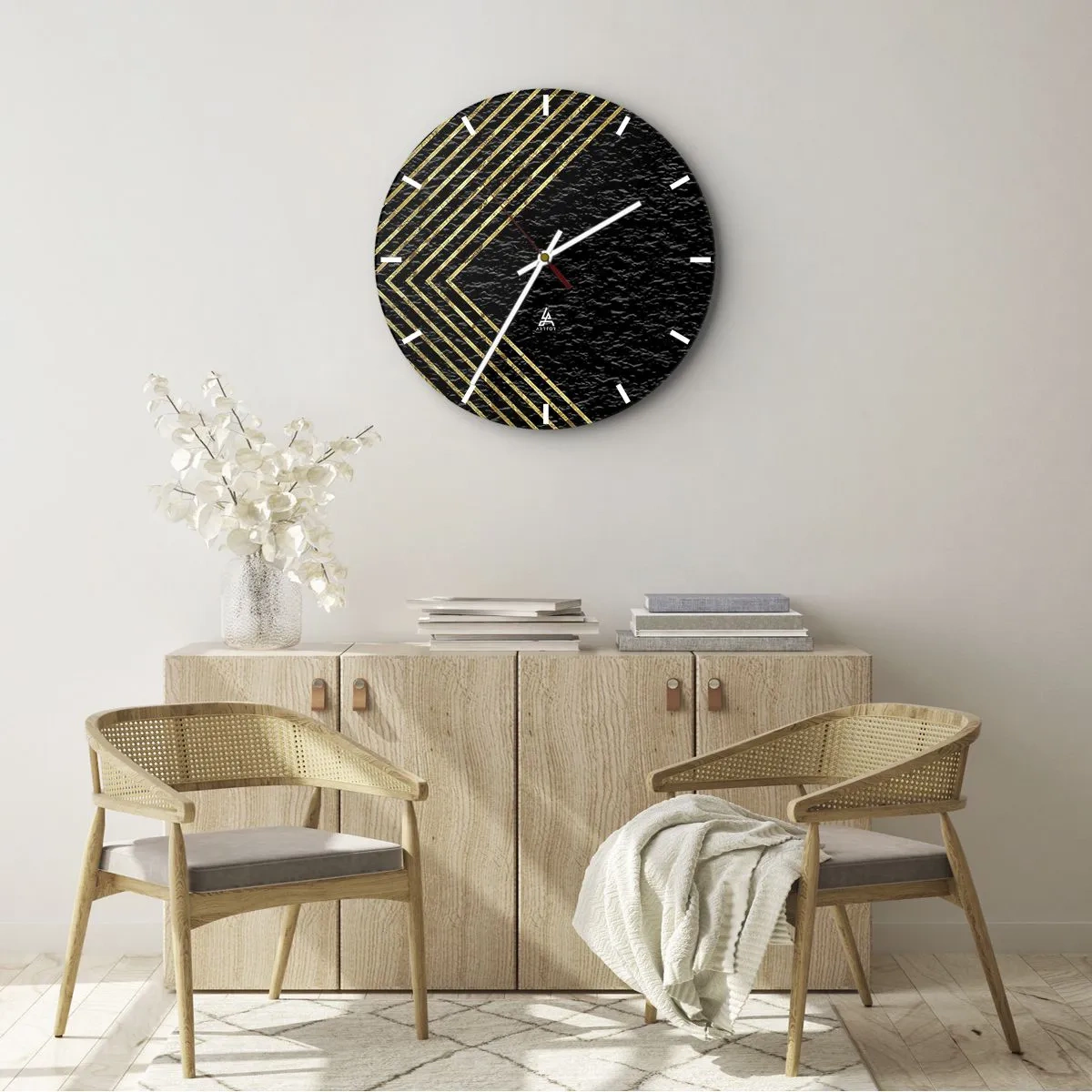 Wanduhr - Glasuhr - Geometrie im glamourösen Stil - 40x40 cm