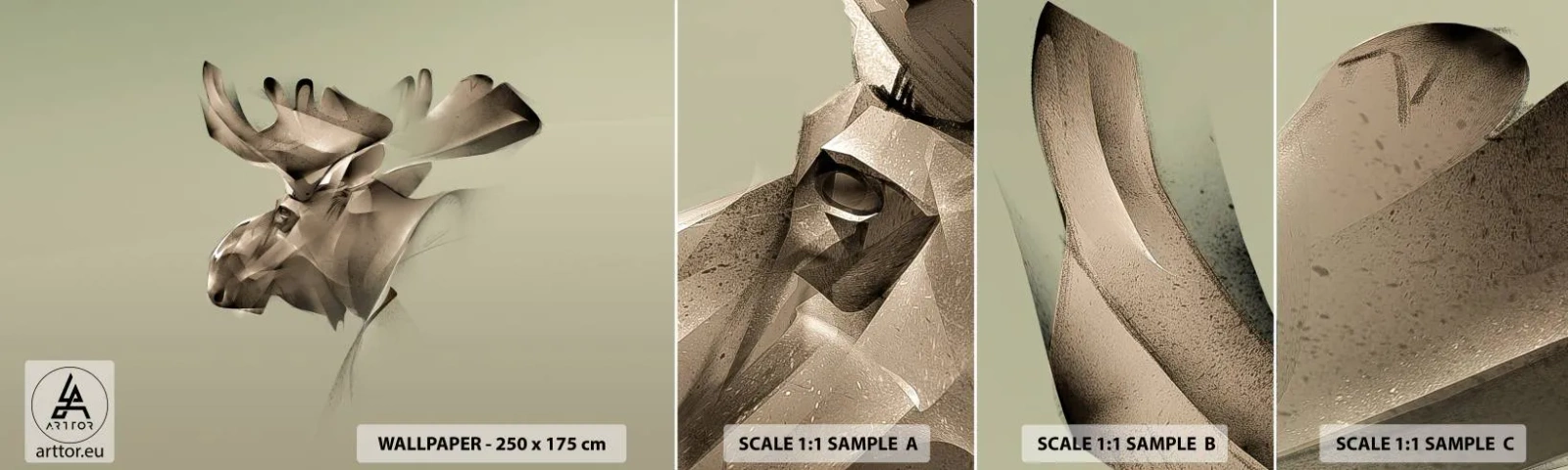 Fototapetenmuster Standard Eco - Die sanfte Kraft des Friedens - Elch, Abstraktion, Stück - 100x30 cm