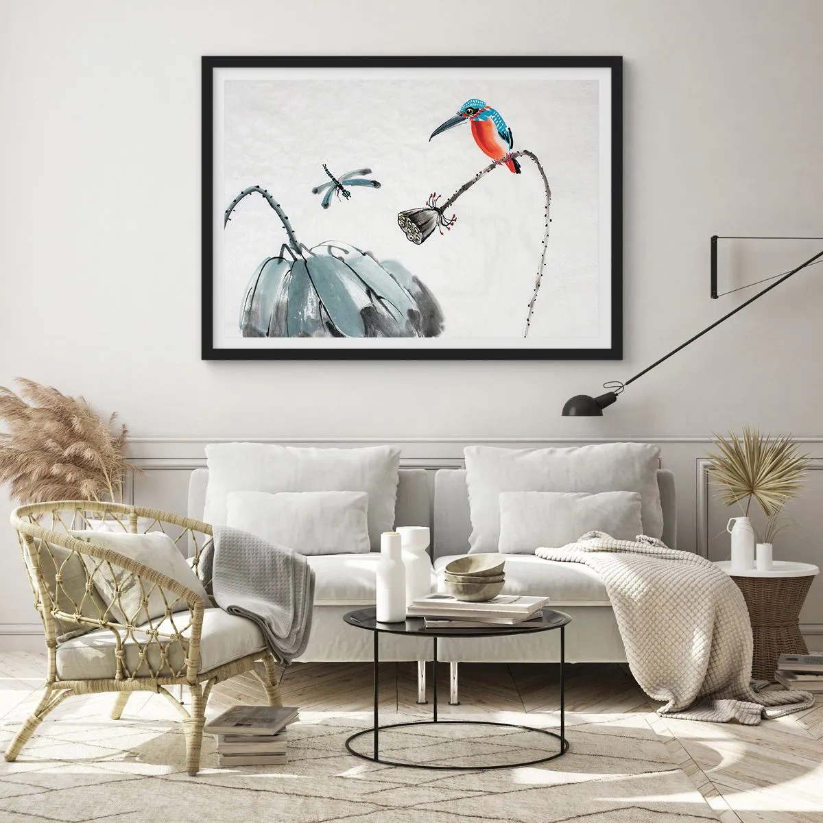 Poster in einem schwarzem Rahmen - Das Leben der Wiese - 50x40 cm