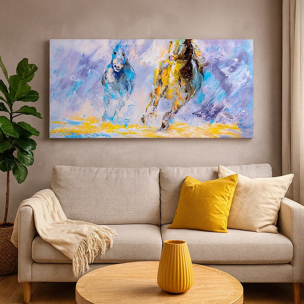 Bild auf Leinwand - Leinwandbild - Galopp durch die Blendung - 30x30 cm