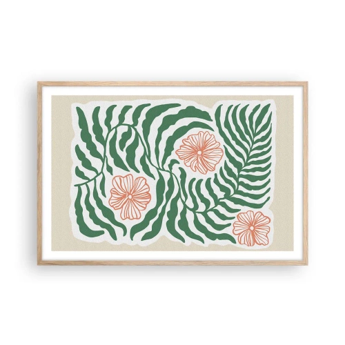 Poster in einem Rahmen aus heller Eiche - Aufgeblüht in Grün - 91x61 cm