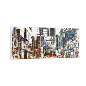 Glasbild - Bild auf glas - Eine schillernde Stadt - 100x40 cm