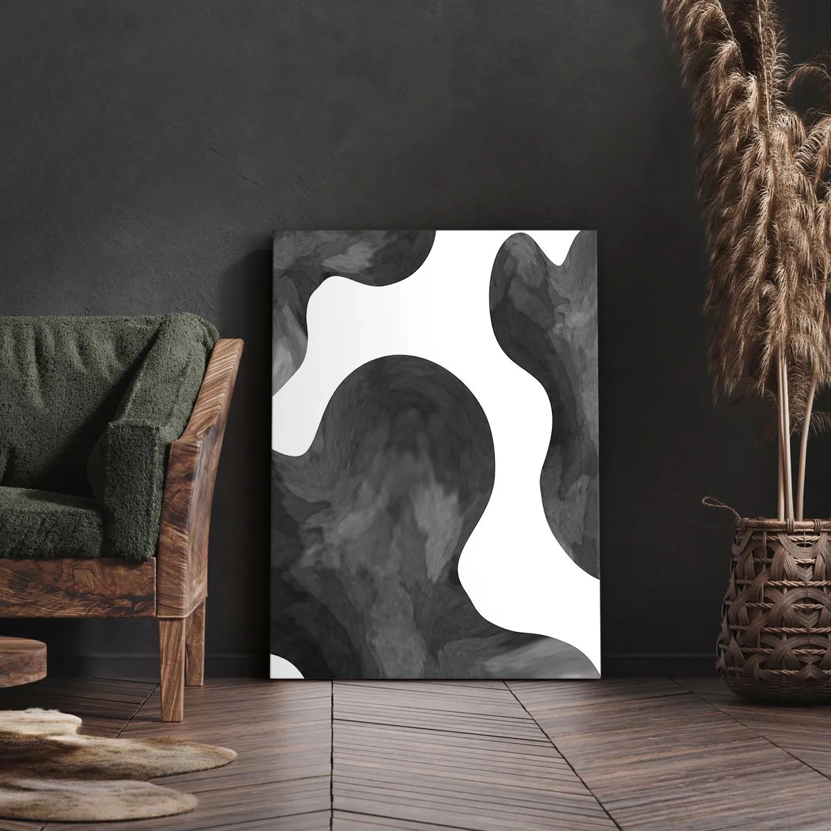 Bild auf Leinwand - Leinwandbild - Abstraktes Muster in Grau- und Weißtönen - 50x70cm - Milchstraße - Moderne Wanddekoration für Wohnzimmer und Schlafzimmer ARTTOR