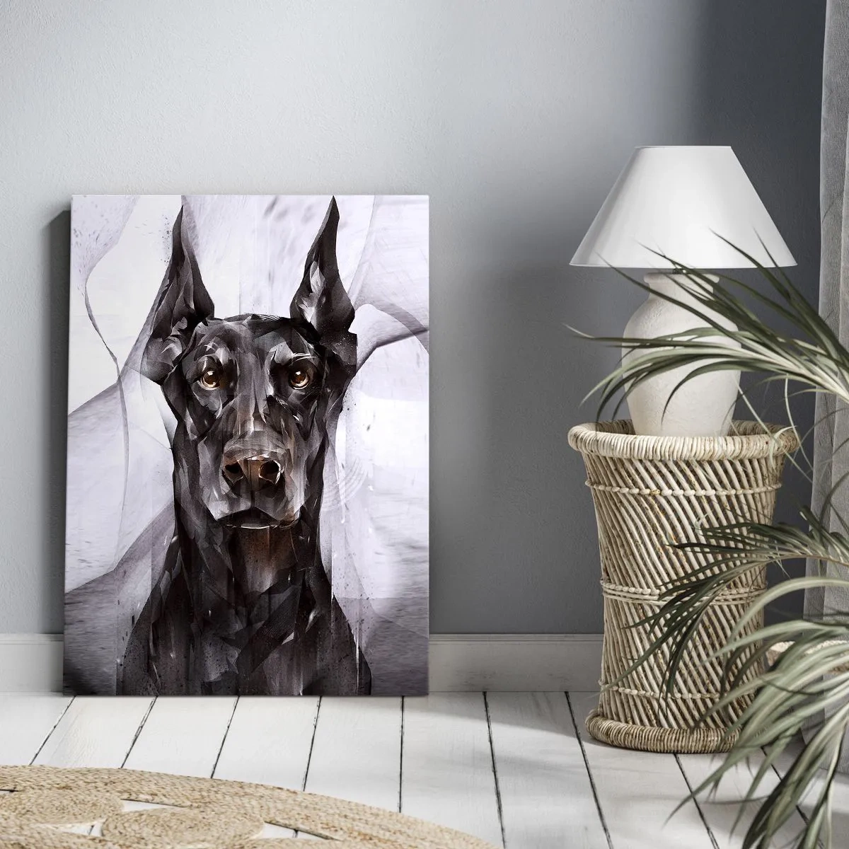 Bild auf Leinwand - Leinwandbild - Abstraktes Porträt eines Hundes in künstlerischer Herangehensweise - 50x70cm - Edelgeboren - Moderne Wanddekoration für Wohnzimmer und Schlafzimmer ARTTOR