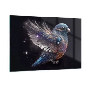 Glasbild - Bild auf glas - Space Sparrow mit Diamantglitter - 120x80cm - Diamantsperling - Moderne Wanddekoration für Wohnzimmer und Schlafzimmer ARTTOR