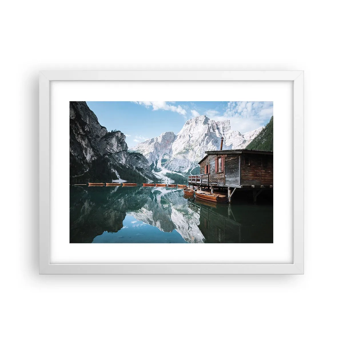 Poster in einem weißen Rahmen - Kristallklarer Bergmorgen - 40x30 cm