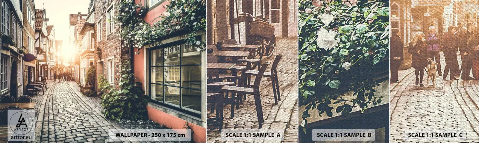 Fototapeten Muster Premium Canvas - Rosenallee im rosa Schein - Stadt, Niederlande, Die Architektur - 100x30 cm