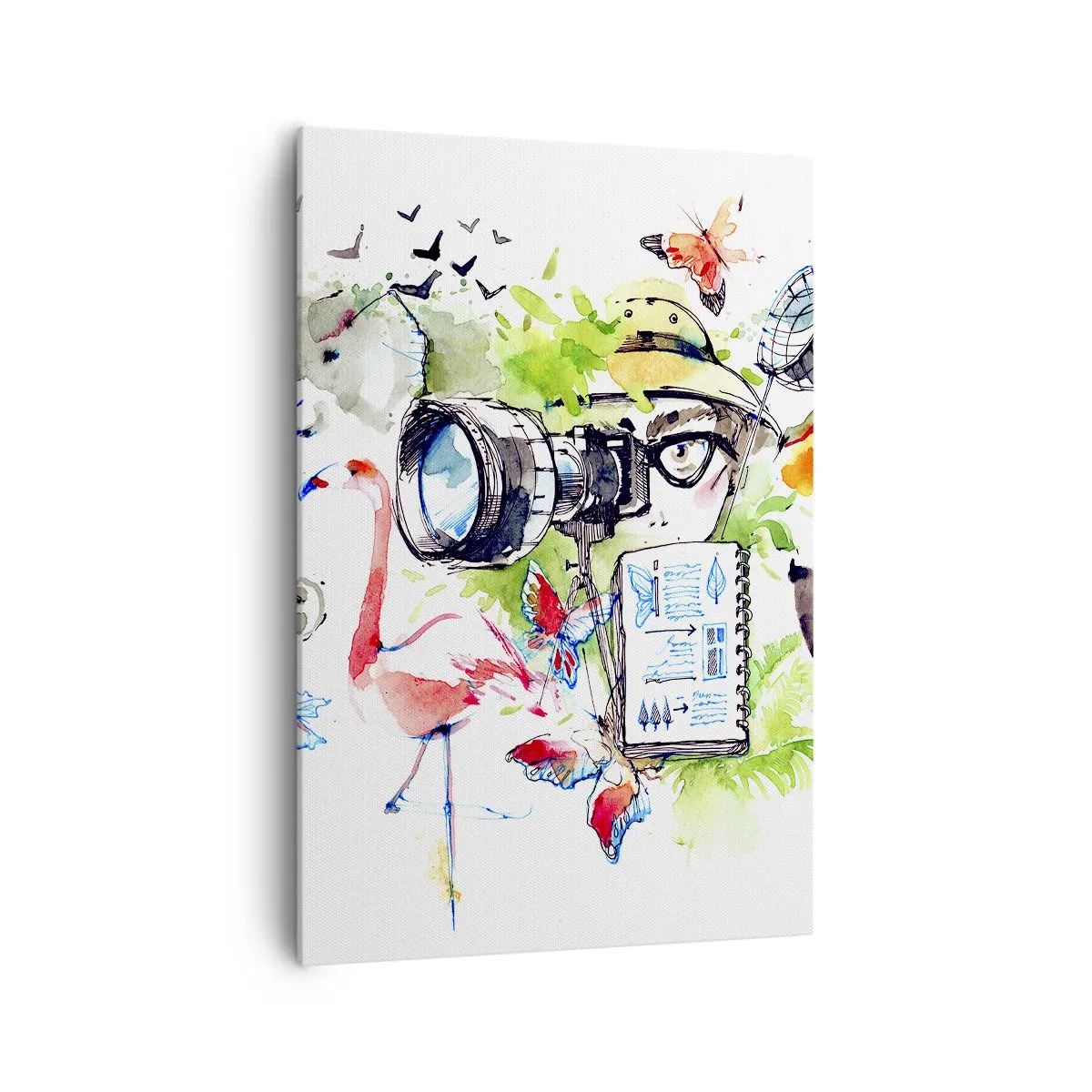 Bild auf Leinwand - Leinwandbild - Bunte Grafiken mit Natur- und Safari-Themen - 70x100cm - In der Linse eines Reisenden - Moderne Wanddekoration für Wohnzimmer und Schlafzimmer ARTTOR