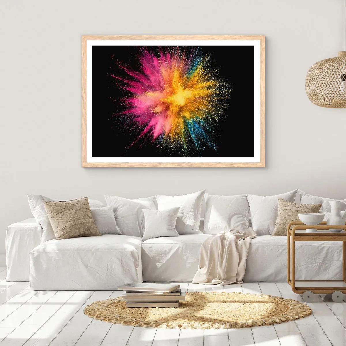 Poster in einem Rahmen aus heller Eiche - Die Geburt der Farben - 40x30 cm