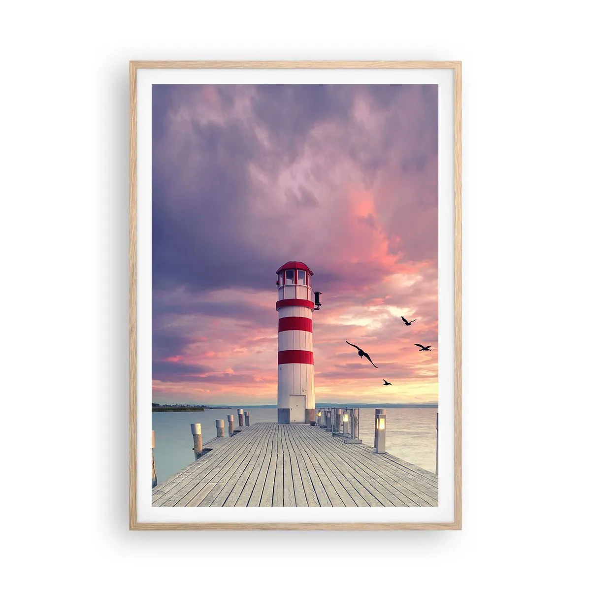 Poster in einem Rahmen aus heller Eiche - Es ist Zeit zum Hafen zu gehen - 70x100 cm