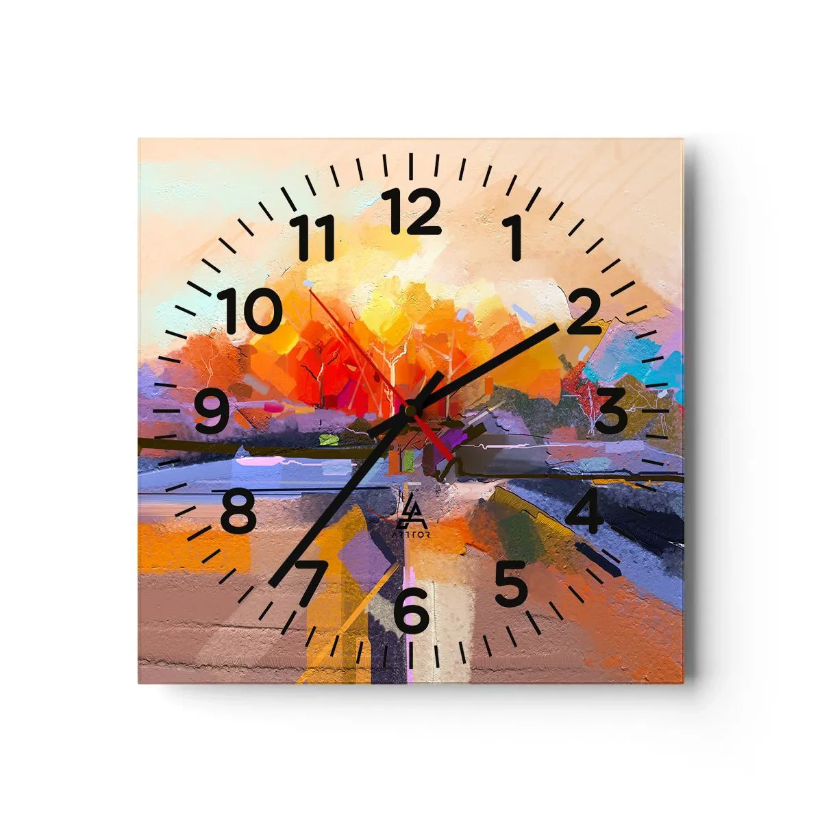 Wanduhr - Glasuhr - Der Herbst ist geworden - 40x40 cm