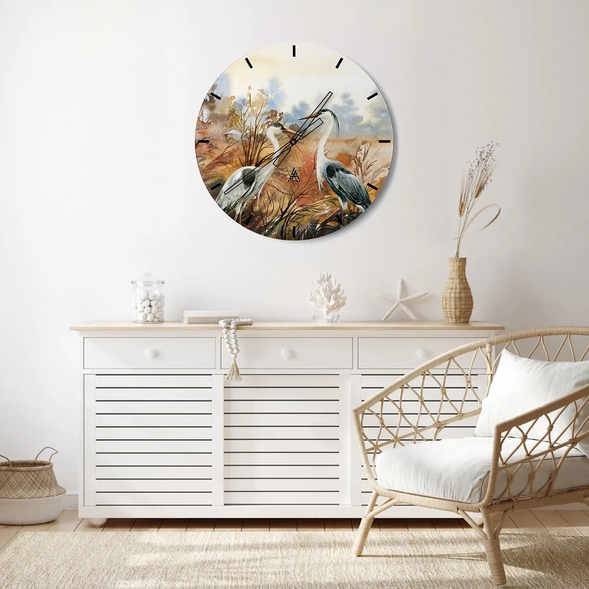 Wanduhr - Glasuhr - Wohin im Herbst? - 30x30 cm