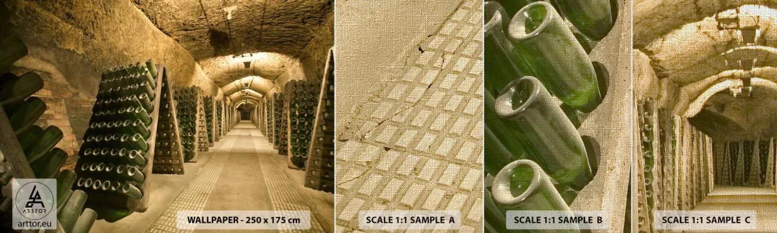 Fototapeten Muster Premium Canvas - Die Geburt des Geschmacks - Gastronomie, Eine Flasche Wein, Weinkeller - 100x30 cm