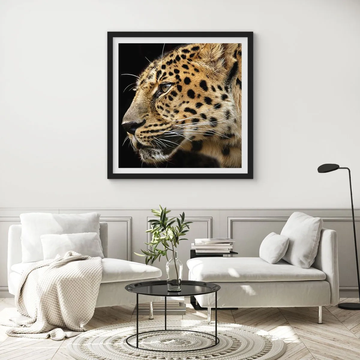 Poster in einem schwarzem Rahmen - Ruhig, fokussiert, bereit - 40x40 cm