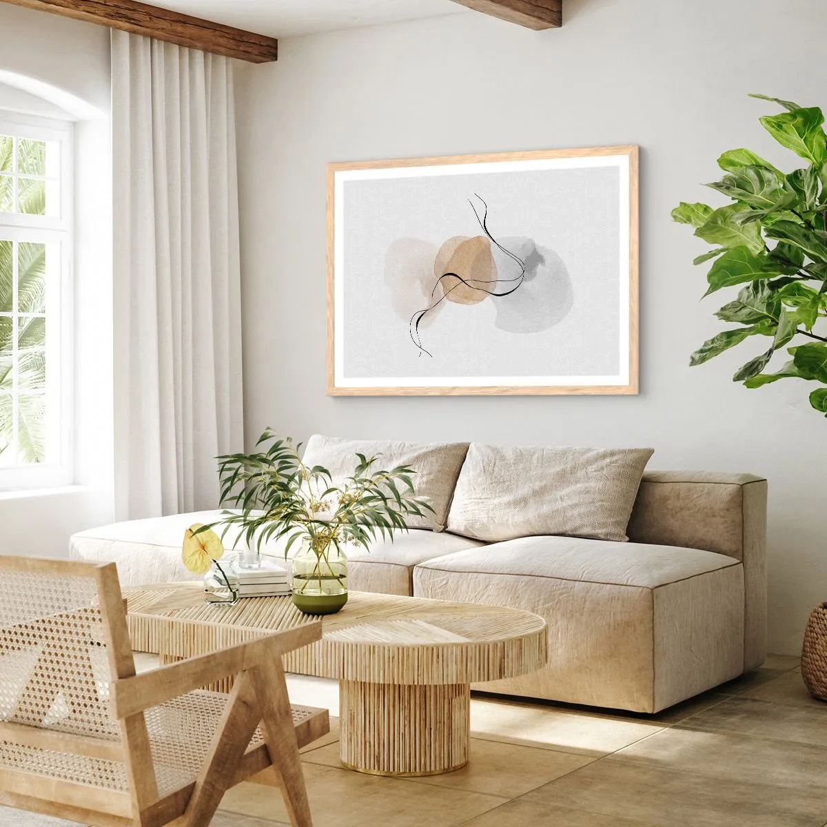 Poster in einem Rahmen aus heller Eiche - Luftperlen - 50x40 cm