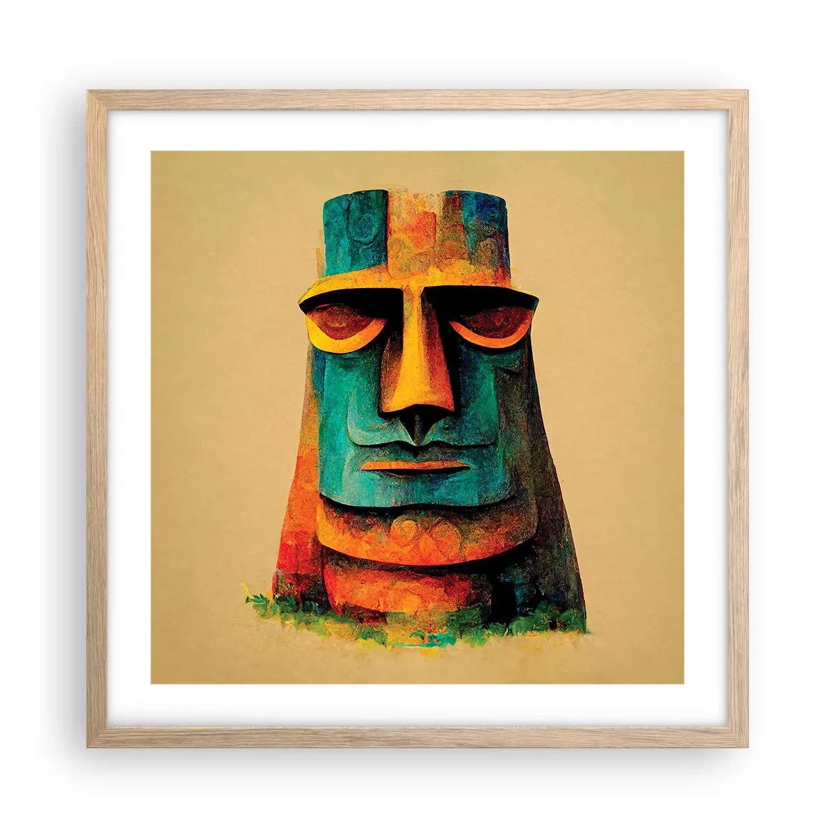 Poster in einem Rahmen aus heller Eiche - Statuenhaft und sympathisch - 50x50 cm
