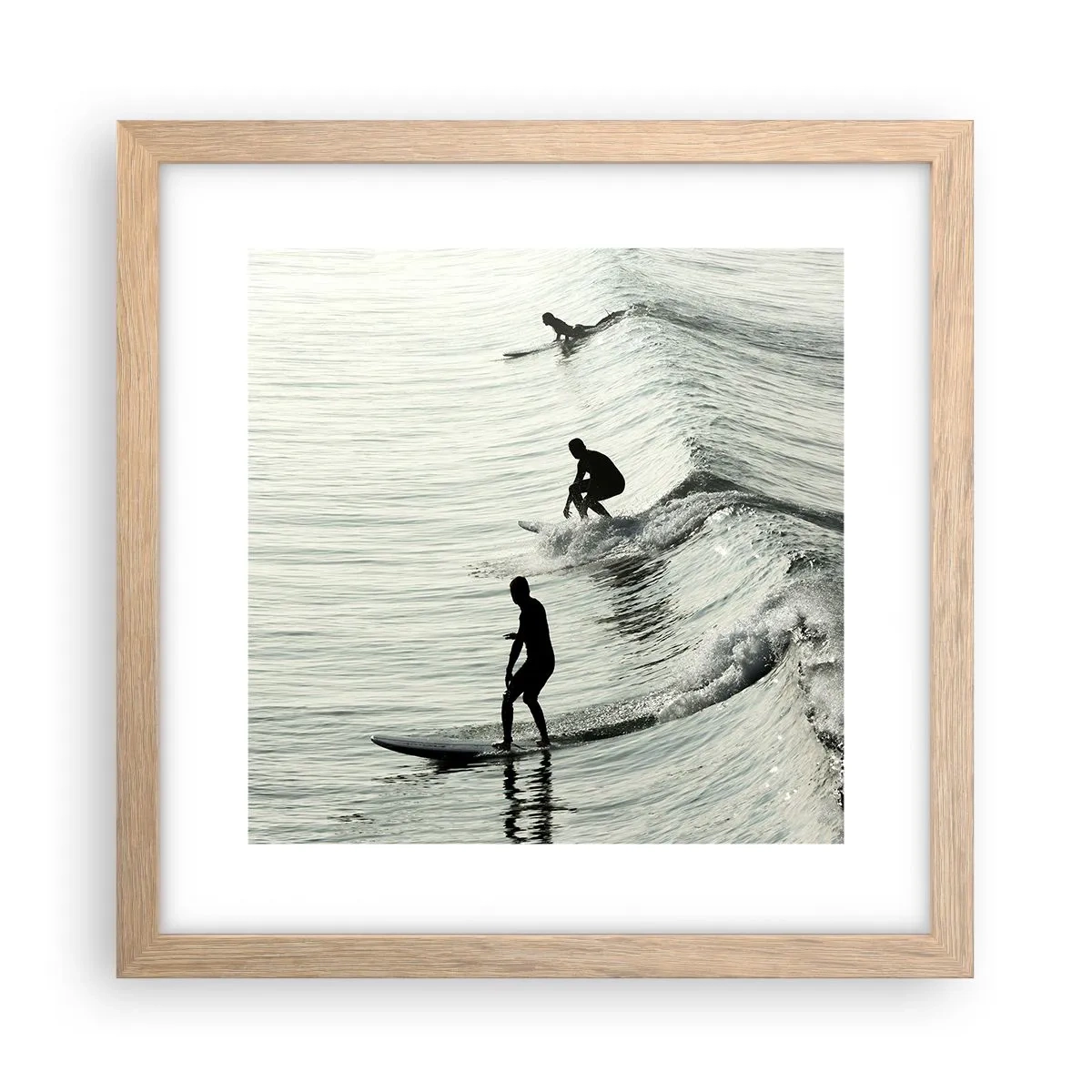 Poster in einem Rahmen aus heller Eiche - Gegen die Welle - 30x30 cm