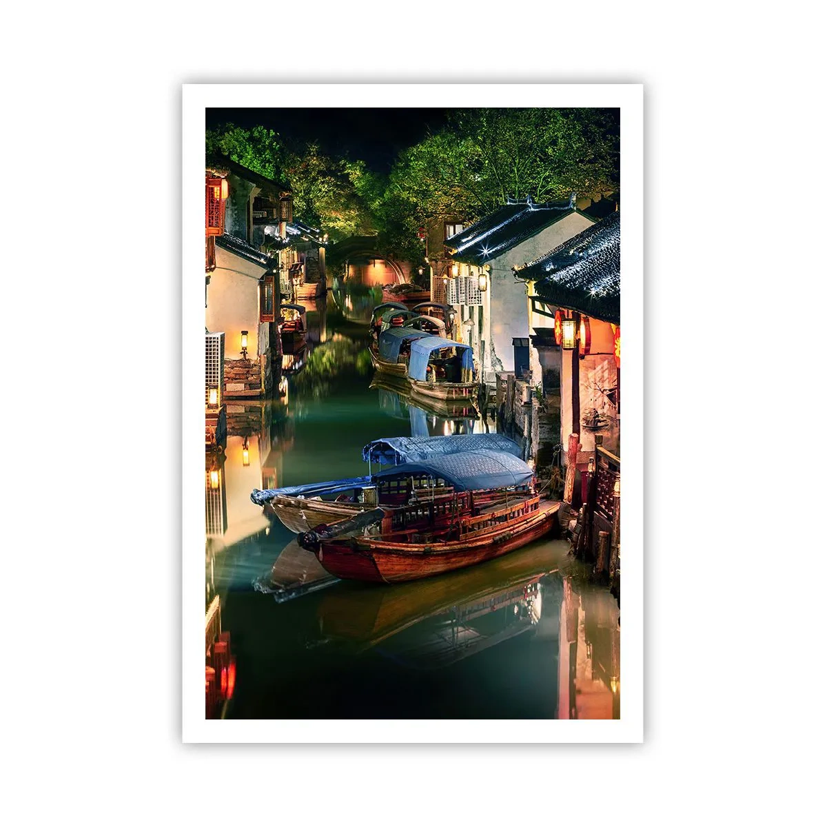 Poster - Ein Abend auf einer chinesischen Straße - 70x100 cm