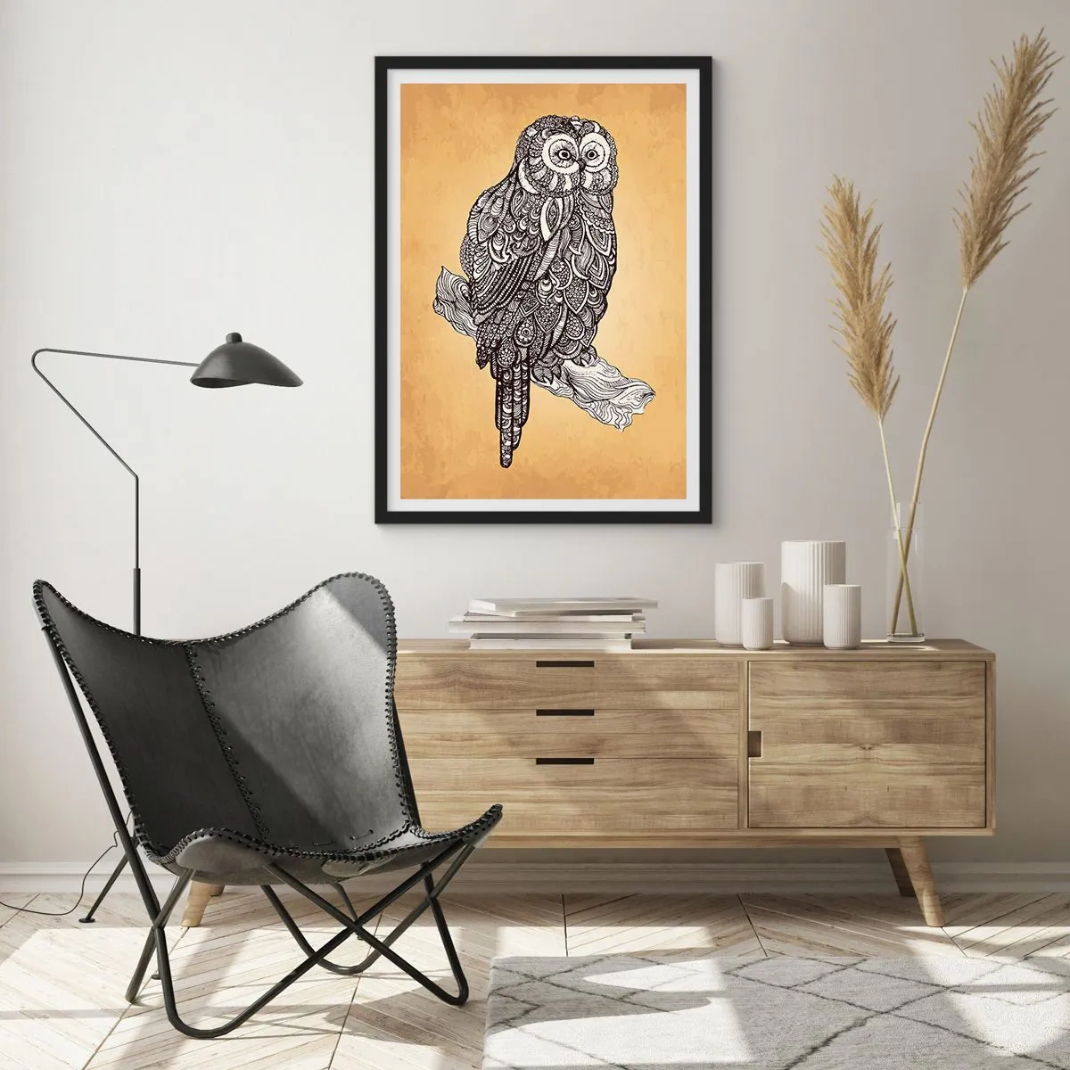 Poster in einem schwarzem Rahmen - Kunstvolle Ornamente der Weisheit - 70x100 cm