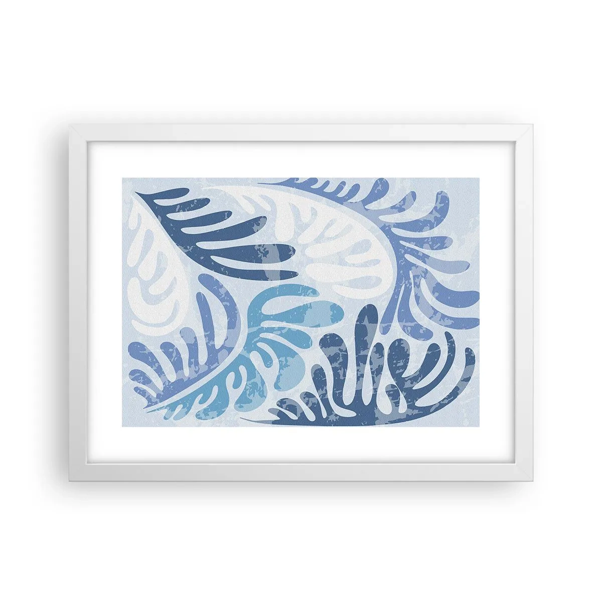 Poster in einem weißen Rahmen - Blaue Farne - 40x30 cm