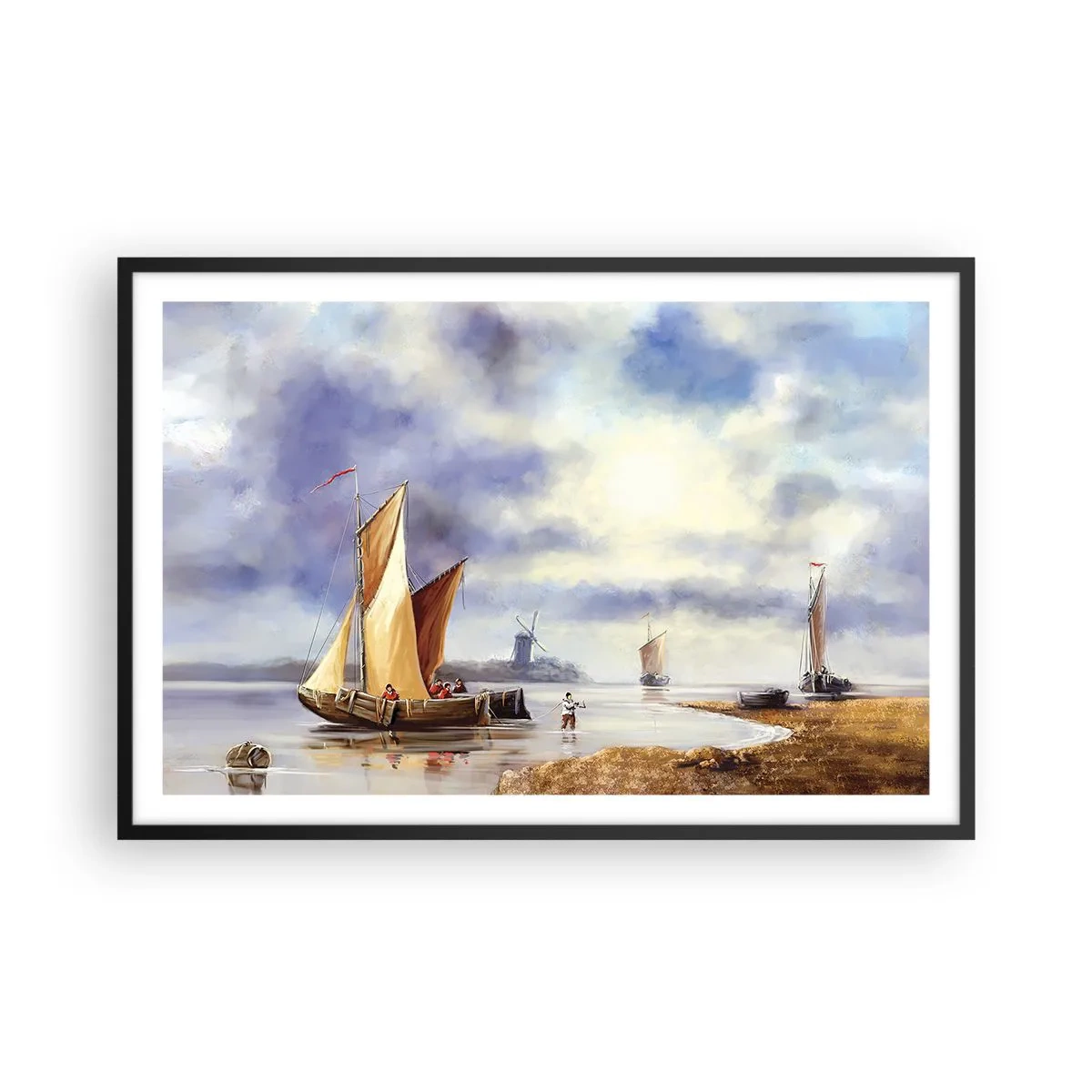 Poster in einem schwarzem Rahmen - Die Rückkehr der Seeleute - 91x61 cm