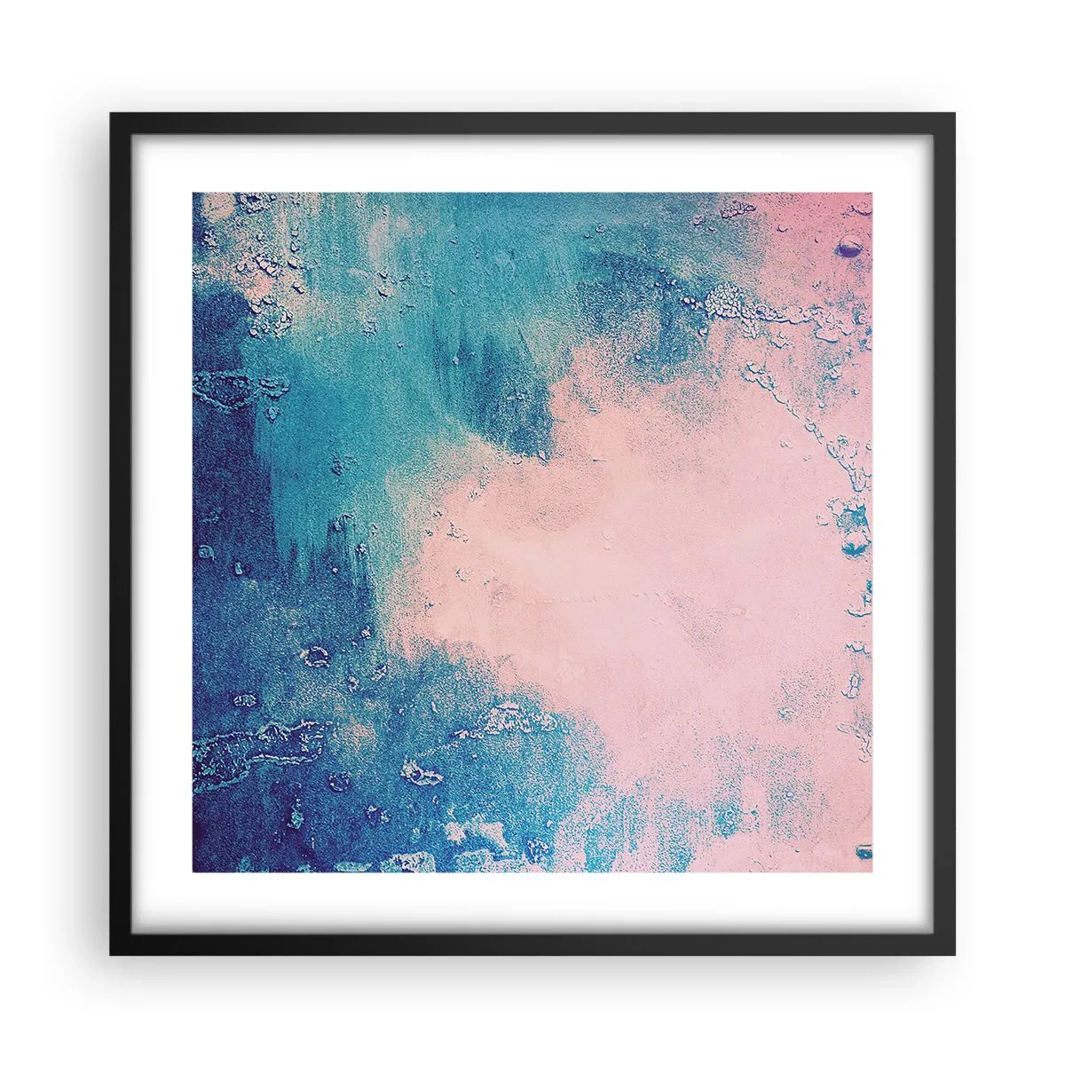 Poster in einem schwarzem Rahmen - Himmelsblaue Umarmungen - 50x50 cm