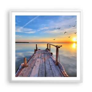 Poster in einem weißen Rahmen - Lauf direkt der Sonne entgegen - 60x60 cm