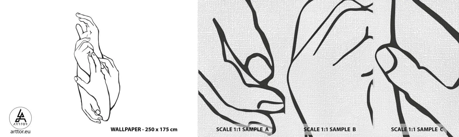 Fototapeten Muster Premium Canvas - Gute Geste - Hände, Linie, Minimalismus - 100x30 cm