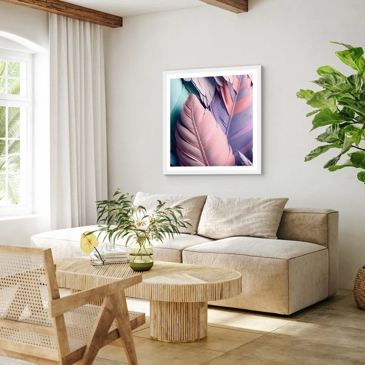 Poster in einem weißen Rahmen - Vogel-Chic - 40x40 cm