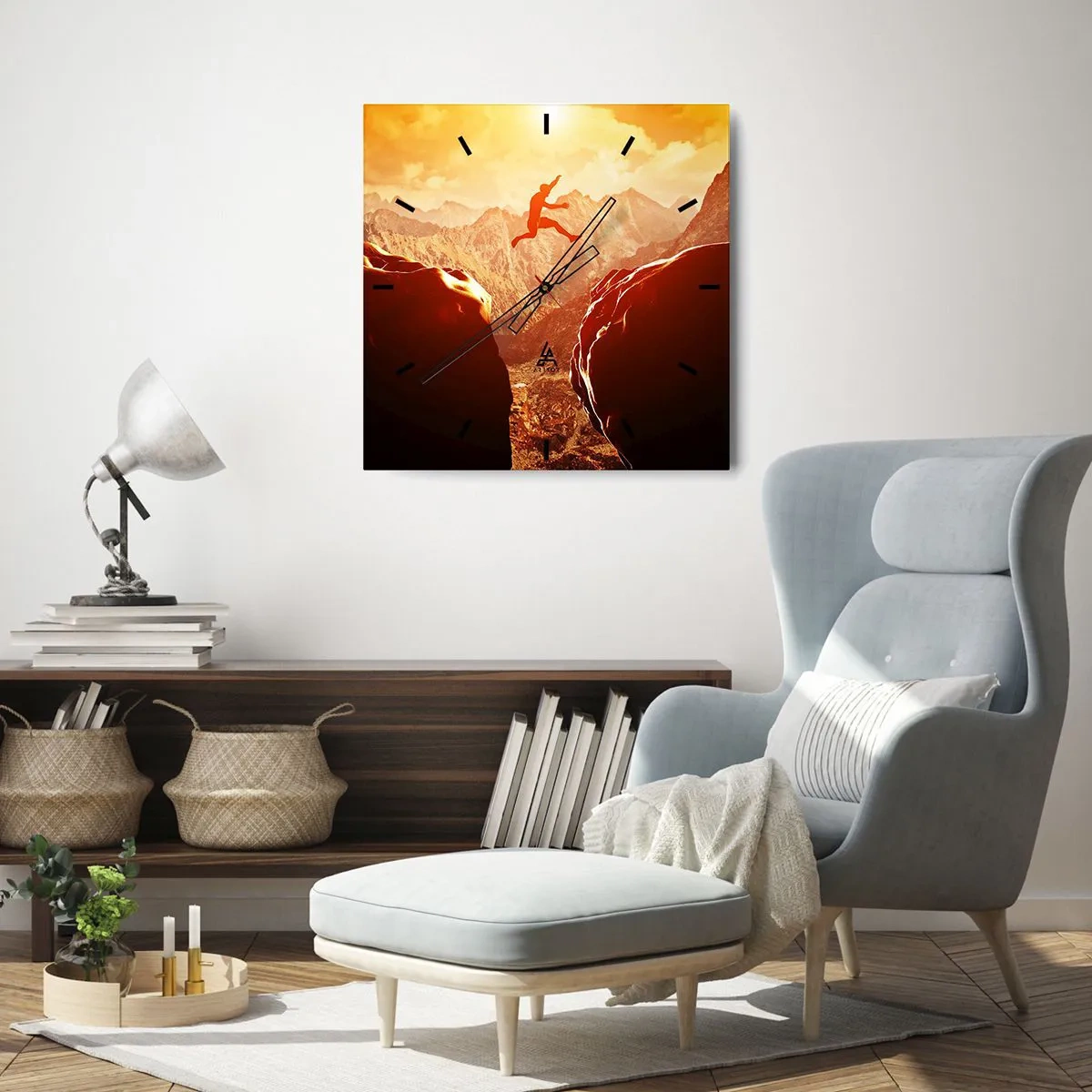 Wanduhr - Glasuhr - Grenzen überschreiten - 30x30 cm