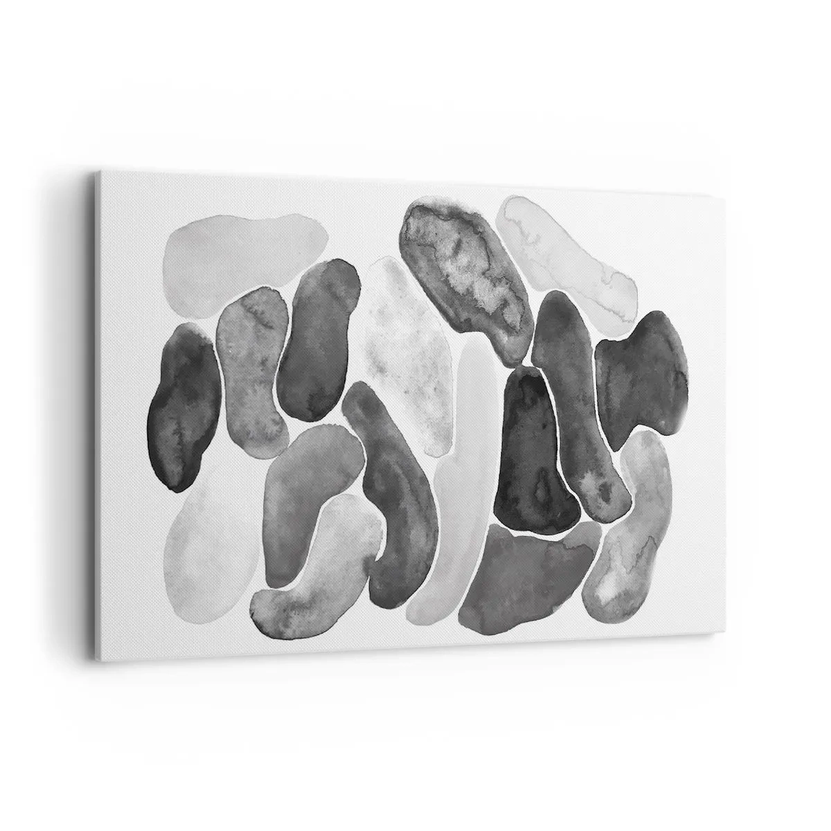 Bild auf Leinwand - Leinwandbild - Schwarz-weiße Abstraktion mit unregelmäßigen Flecken auf weißem Hintergrund - 120x80cm - Felsige Abstraktion - Moderne Wanddekoration für Wohnzimmer und Schlafzimmer ARTTOR