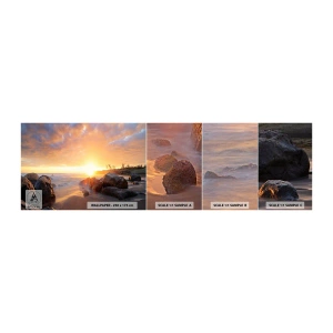 Fototapetenmuster Standard Eco - Leuchtende Brise des Abends - Landschaft, Meer, Sonnenaufgang - 100x30 cm