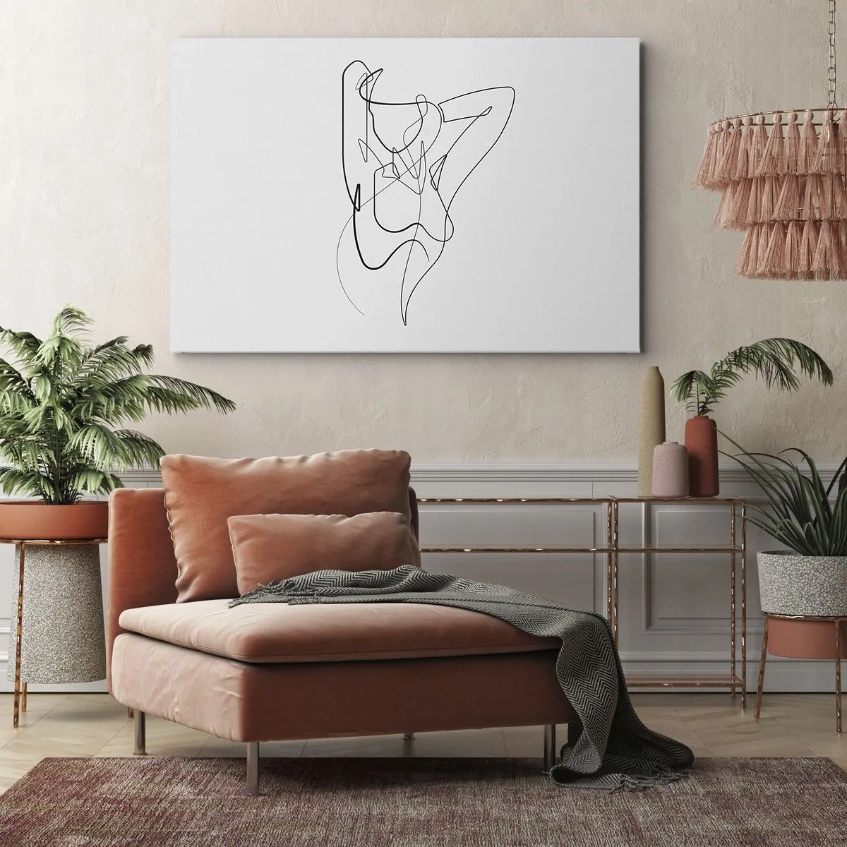 Bild auf Leinwand - Leinwandbild - Minimalistischer Umriss einer weiblichen Silhouette - 70x50cm - So, wie du wirklich bist ... - Moderne Wanddekoration für Wohnzimmer und Schlafzimmer ARTTOR