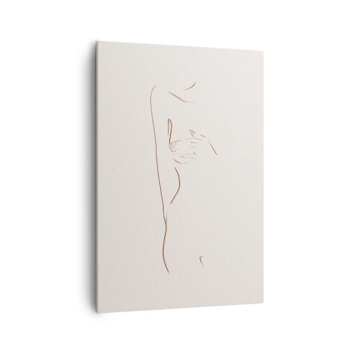 Bild auf Leinwand - Leinwandbild - Eine subtile Strichzeichnung einer Silhouette vor einem hellen Hintergrund - 70x100cm - Die Form des Verlangens - Moderne Wanddekoration für Wohnzimmer und Schlafzimmer ARTTOR