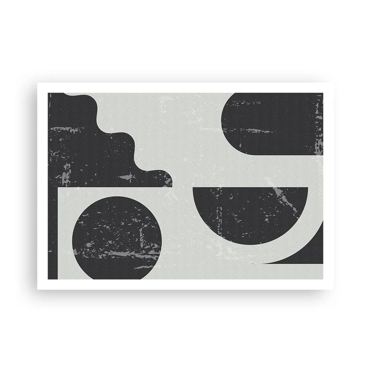 Poster - Geometrische Muster in Schwarz- und Grautönen - 100x70cm - Komposition oben und unten - Moderne Wanddekoration für Wohnzimmer und Schlafzimmer ARTTOR